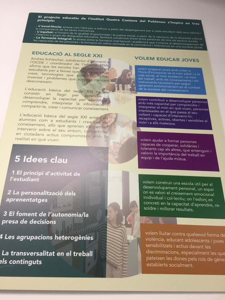 Ideas clave del proyecto educativo del INS Quatre Cantons.